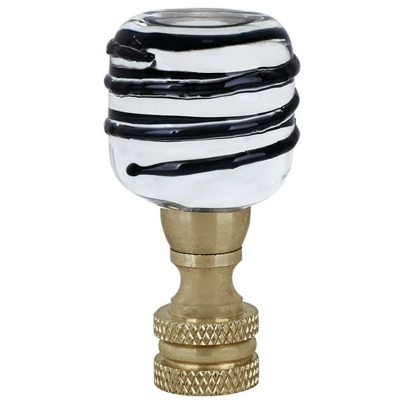 Aspen Creative 24025-11, Clear with Black Line Glass Lamp Finial in Copper, 2" Tall