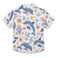 thumbnail image 2 of Dailycode Small Short Sleeve Button Down Shirts Dolphins Flower Shell Leaf Casual Shirt 3-10 Years, 2 of 9