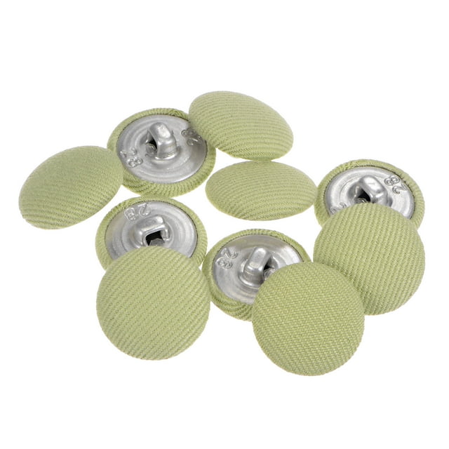 Unique Bargains 10pcs 28L Fabric Cloth Covered Button 18mm Round Metal Shank Sewing Buttons for Suits Dress Blouses, Light Green