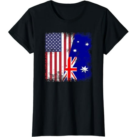 Half Australian Flag T-Shirt | Vintage Australia USA Gift