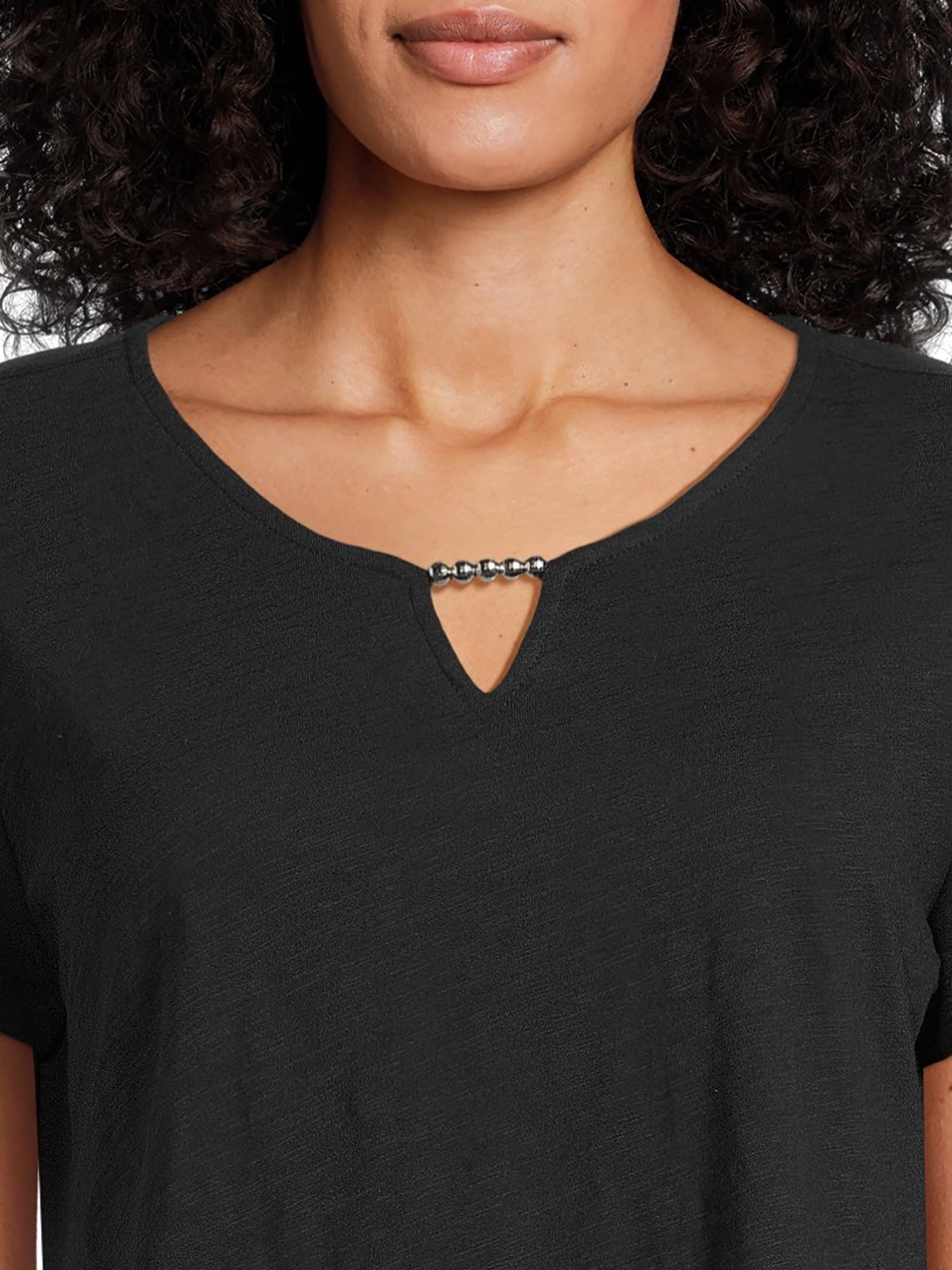 RealSize Women's Sharkbite Hem Tee with Short Sleeves, Sizes XS-XXXL