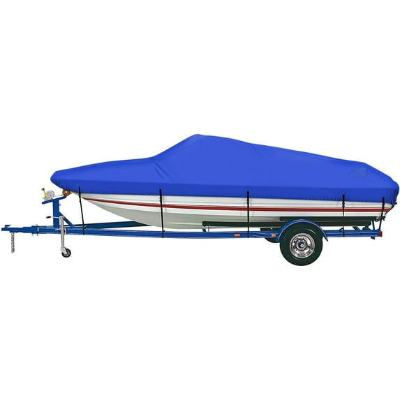 iCOVER Trailerable Boat Cover, 300D Waterproof Heavy Duty Marine Grade Canvas 14ft-16ft Long and 90" Wide