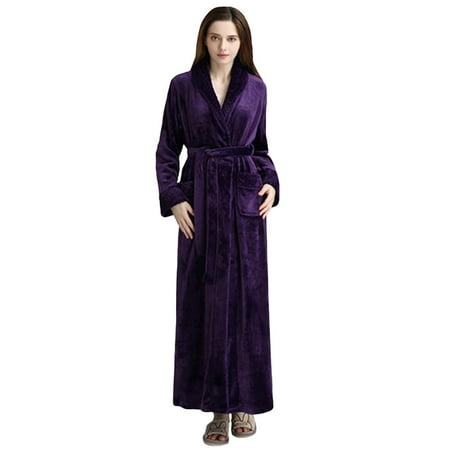 

Flannel nightgown mid-length and large-size thickening men and women couples pajamas cross-border the same bathrobe