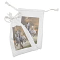 thumbnail image 2 of Horses Fabric Pouch Set of 2, Stallion Horses Running on a Sky Background Male Champions Print, Small Drawstring Bag for Toiletries Masks and Favors, 9" x 6", White Orange, by Ambesonne, 2 of 2