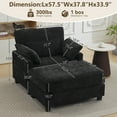 thumbnail image 4 of WUTUTUEE 57.5" Oversized Chaise Lounge with Ottoman, Chenille Upholstered Comfy Sleeper Chair for Living Room, Bedroom & Office, Black, 4 of 11