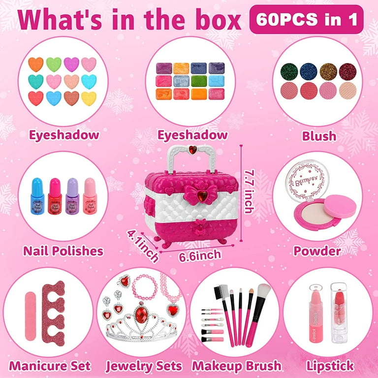 Kids Makeup Kit for Girl Toys 60PCS Teensymic Toys Girls Real Washable  Makeup