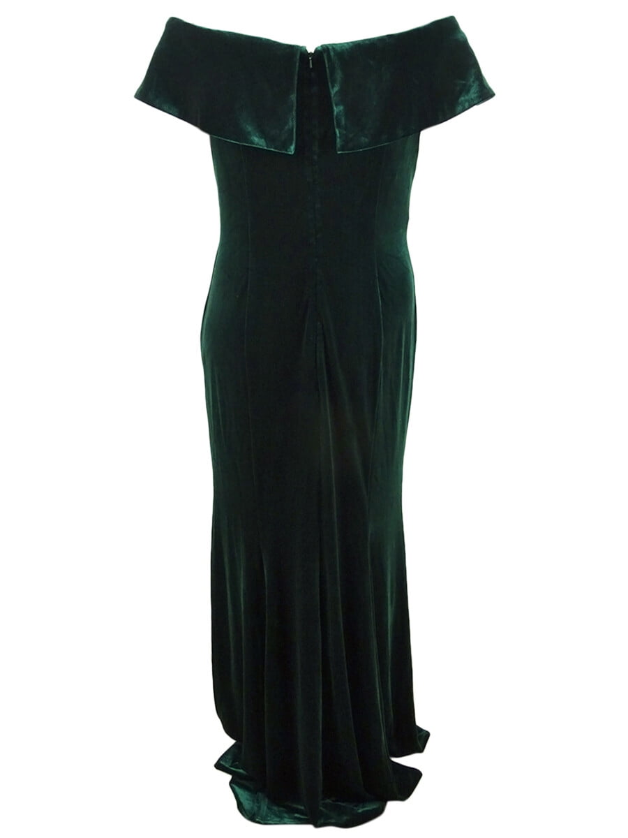 xscape green velvet dress Green Velvet One Sleeve Ruched Midi Dress – AX Paris main image 0