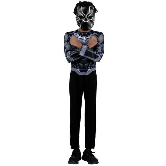 Jazwares Marvel Avengers Boys Black Panther Jumpsuit Halloween Costume M 8/10
