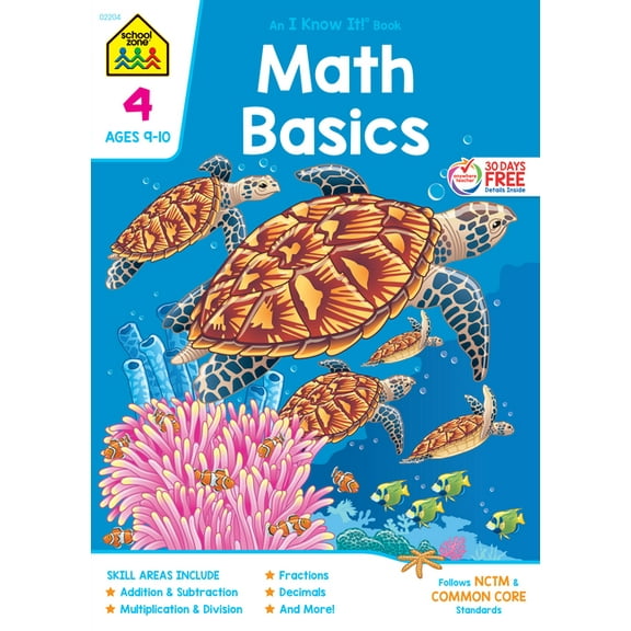 School Zone Math Basics Workbook - Grade 4