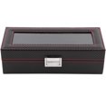 thumbnail image 3 of VGEBY Watch Box,5 Slot Watch Box Travel Carbon Fiber Case Jewelry Display Storage Collector Organizer,5 Slot Watch Box, 3 of 8