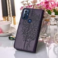 thumbnail image 7 of SaniMore Case for Motorola Moto G Play 2023 (6.5"), PU Leather Skin with Luxury Embossed Butterfly [Wrist Strap & Card Slots & Flip Kickstand] Full-body Shockproof Business Wallet Cover, Purple, 7 of 7