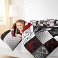 thumbnail image 4 of jejeloiu Golf Ball Sport Queen Comforter Set,White Gray Red Grid Bedding Comforter Set For Boys Kids Reversible 3pcs, 4 of 8