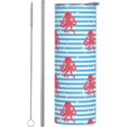 thumbnail image 1 of Stainless Steel Tumbler Blue Striped Octopus Coffee Mug Water Bottle 20oz Insulated Travel Straight Cups Hot Beverage Drinks Cup with Spill Proof Lid Straw for Men Women Kids, 1 of 6