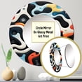 thumbnail image 3 of Designart "Fusion Of Multicolor Labyrinthe" Miroir Rond Formes Abstraites Ensemble de 3 - Miroir Rond Noir Moderne Décoration Murale de Chambre, 3 of 5