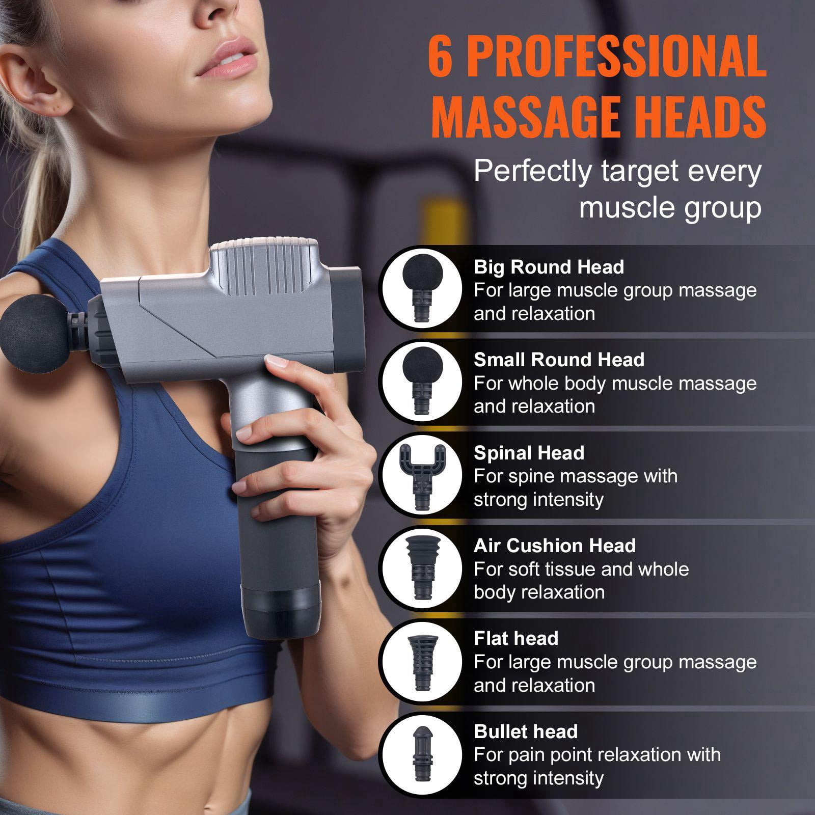 Deep Tissue Massage Gun with 8 Speeds 6 Heads 16V 2500mAh Battery Handheld Percussion Muscle Massager for Athletes Pain Relief Muscle Relaxation