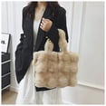thumbnail image 2 of Nuevos bolsos de hombro esponjosos para mujer, bolso con asa superior para otoño e invierno, bolso de mano de felpa para niñas, bolso con asa versátil para ir al trabajo de Color sólido, 2 of 6