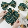 thumbnail image 3 of 10 Yards Christmas Ribbon 2.5 inch Green Velvet Ribbons Wired Ribbons Diamond Glitter Velvet Wired Edge Lattice Ribbon, 3 of 9