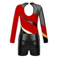 thumbnail image 4 of YiZYiF Kids Girls Tumble Long Sleeve Patchwork Gymnastics Leotard with Shorts 2-piece Dance Sports Outfit A Red 12, 4 of 7