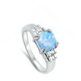 thumbnail image 4 of Elegant Promise Ring Light Blue Simulated Opal .925 Sterling Silver Band White CZ Female Size 5, 4 of 4