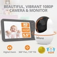 thumbnail image 2 of Levana Nala Video Baby Monitor No WiFi, 1080P PTZ Camera, 5.5”1080P Monitor, Night Vision, 1000ft Range, 5000mAH Battery, Carrying Case, 2 Year Warranty, 2 of 7