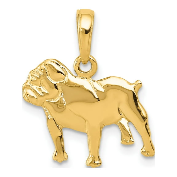 14k Yellow Gold Bulldog (16x15mm) Pendant / Charm