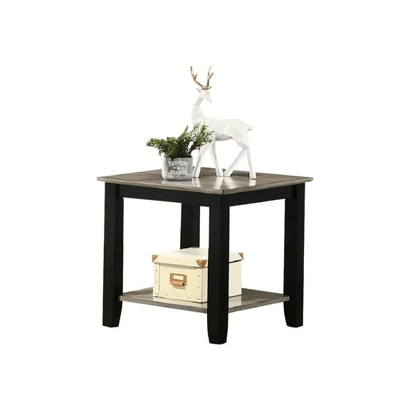 Square Dark Brown End Table With Legs And Storage Facility Shelf Convenient Open Lower