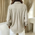thumbnail image 5 of DORKASM Womens Linen Tops V Neck Lightweight Business Shirts Long Sleeve Button Down Plaid Fall Soft Tops 2026 Flowy Shirt Beige 2XL, 5 of 5