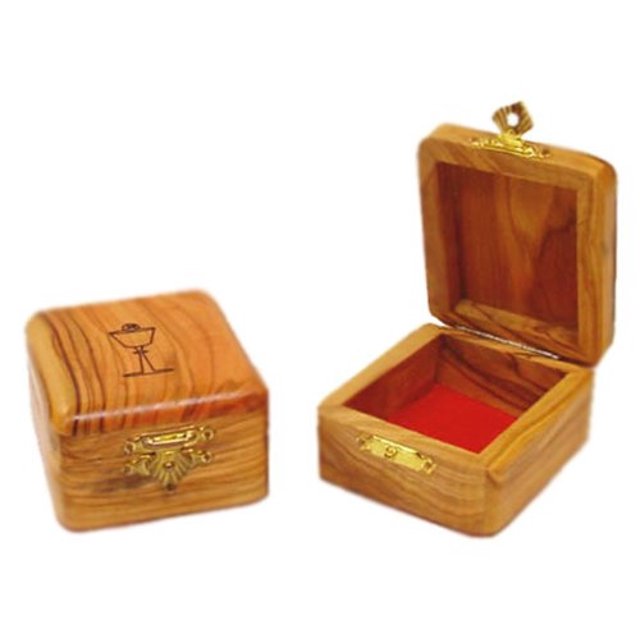 (Communion By Laser) - Olive Wood Box First Communion.