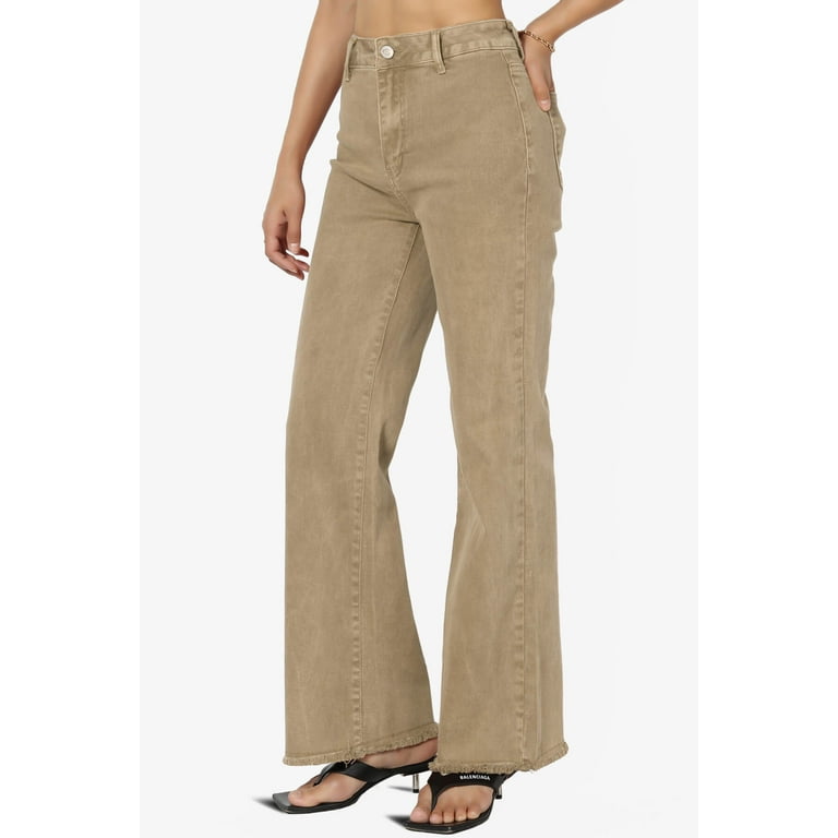 TheMogan Women's Acid Wash High Rise Cut Off Hem Comfort