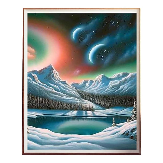 Luna Pintura Kits Adultos 5D Playa Arte Kits Principiantes DIY Ronda completa de perforación junto al mar Pintura con puntos Inicio Pared 15.75 X 11.81 Inch