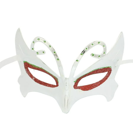 Unique Bargains Cosplay Party Red Green Powders Detail Silver Tone Plastic Eyes Masks