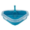 thumbnail image 2 of Bandeja sanitaria para gatos, orinal para gatos, entrada baja para esquina, bandeja triangular de entrenamiento para gatos Azul, 2 of 9
