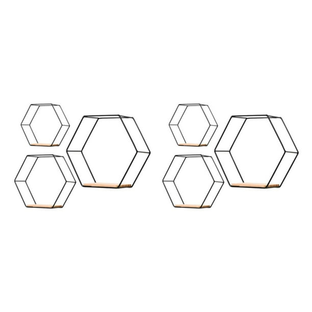 Estante Hexagonal decorativo Cateissary almacenamiento 3 piezas color dorado Negro