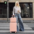 thumbnail image 3 of 2-Piece ABS Spinner Wheel Luggage Set with Combination Lock, Includes 14-Inch Cosmetic Case, Pink, 3 of 17