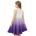 thumbnail image 4 of Abcomgle Girls Summer Dress Size 7-8 Casual Halter Neck Sleeveless Midi Dress Gradient A-line Sundresses Swing Beach Dresses 13-14 Years,Purple, 4 of 7