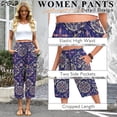 thumbnail image 4 of VDJ High Waisted Pants for Women Summer Beach Vacation Bohemian Trousers with Pockets Wide Leg Palazzo 2026 Trendy Capris Size XL, 4 of 8