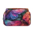 thumbnail image 2 of Kdxio Colorful Butterfly Cluster for Double Compartment Pen Case Oxford Organizer with Zipper Pockets for Students Artists, 2 of 7