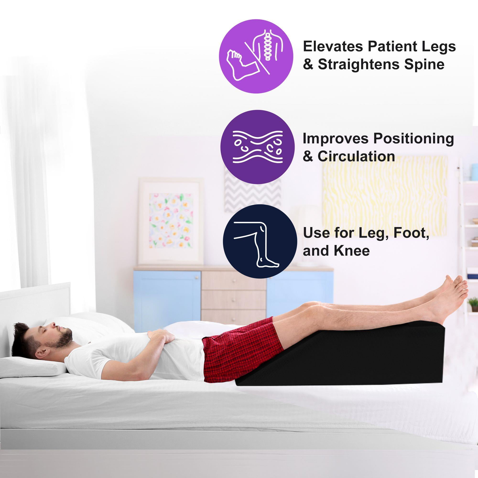 Shinnwa Leg Elevation Pillow Velvet Leg Knee Ankle Support Foam Wedge  Pillow for Surgery Injury or Rest Grey