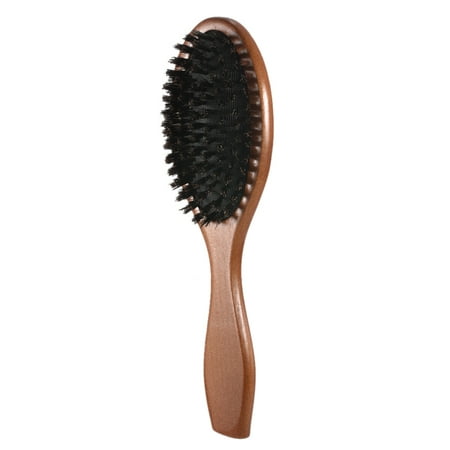 Natural Boar Bristle Hair Brush Comb Oval Anti-static Paddle Hair Extension Brush Scalp Massage Beech Wooden (Best Hair Brush For Hair Extensions)