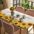 thumbnail image 3 of Yellow Sunflowers Table Cloths for 5 Foot Rectangle Tables, Summer Floral Elegant Pastoral Botanical Patio Waterproof Elastic Fitted Tablecloths, Washable Rectangular Table Cover for Camping, 3 of 8