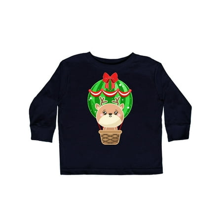 

Inktastic Cute Christmas Reindeer in a Hot Air Balloon Gift Toddler Boy or Toddler Girl Long Sleeve T-Shirt
