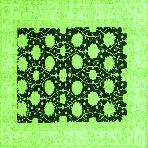 Ahgly Company Indoor Square Oriental Green Traditional Area Rugs, 3' Square