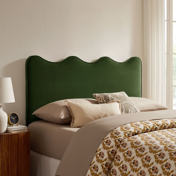 Athena Stain-Resistant Performance Velvet Queen Size Headboard in Moss Green