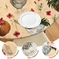 thumbnail image 4 of Beige Chicken Red Flower Pattern Round Fitted Tablecloth with Elastic Edge,Dining Table Cover Waterproof,Outdoor Round Tablecloth for Camping,Dining,Indoor and Outdoor, 4 of 7