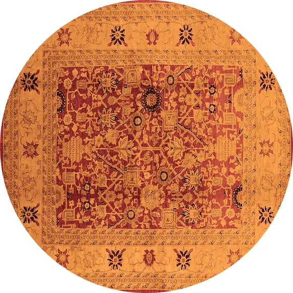 Ahgly Company Indoor Round Oriental Orange Traditional Area Rugs, 7' Round