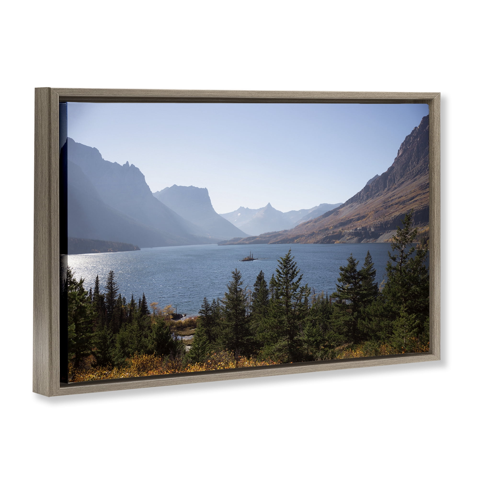 Stupell Industries Cliffs Overlooking Lake Brown Framed Floater Canvas Wall Art, design by Carol Robinson