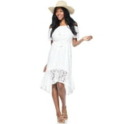 Scoop Women’s Off-The-Shoulder High Low Lace Dress
