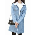 thumbnail image 2 of Women'S Winter Faux Fur Collar Long Denim Coat Trucker Jacket Light Blue XL, 2 of 8