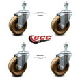 thumbnail image 2 of 4 Inch High Temp Phenolic Wheel Swivel ½ Inch Threaded Stem Caster Set SCC, 2 of 2
