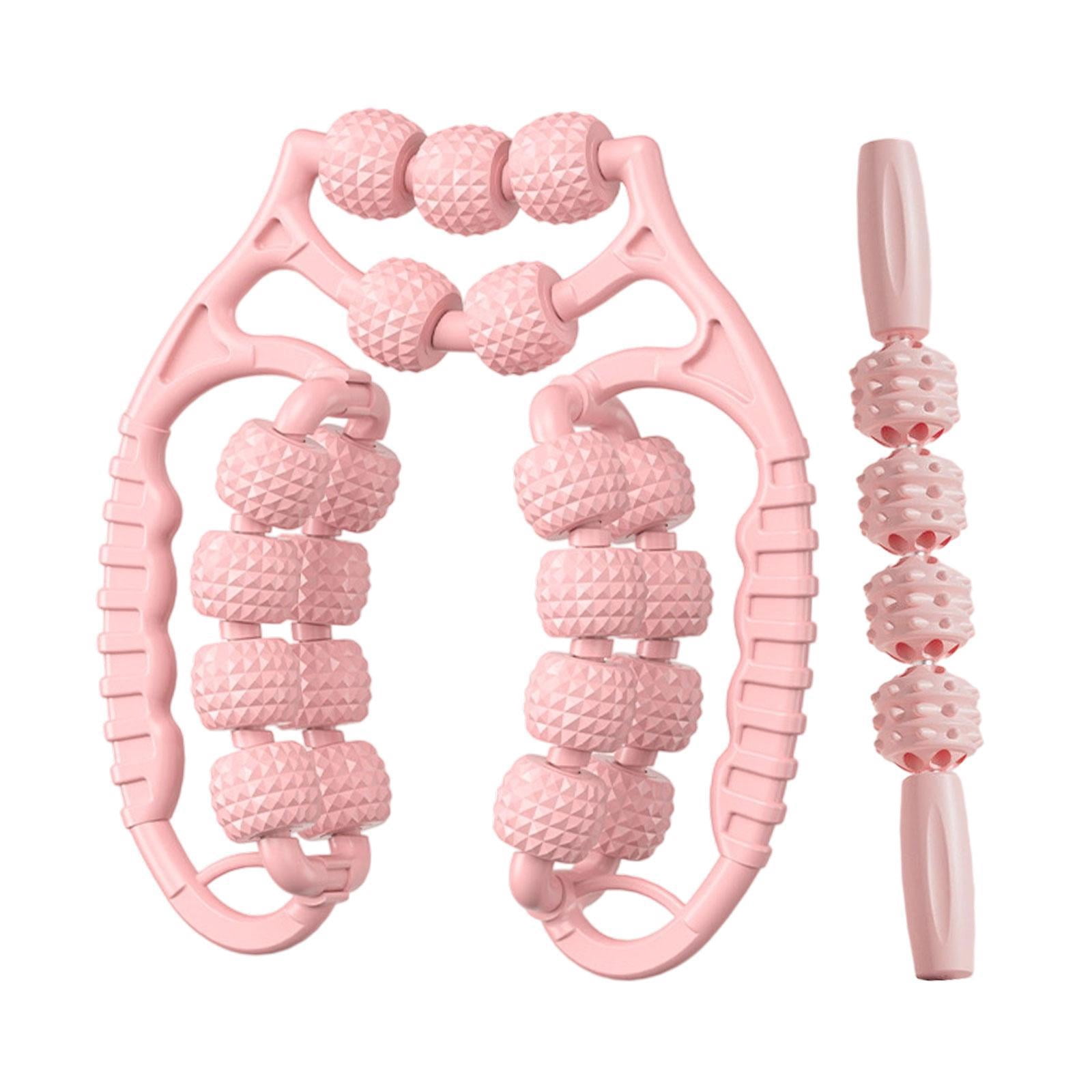 DimyFew Massage Rollers Back Leg Massagers 21 Wheels 4 Wheels Fitness Versatile Circular Pink